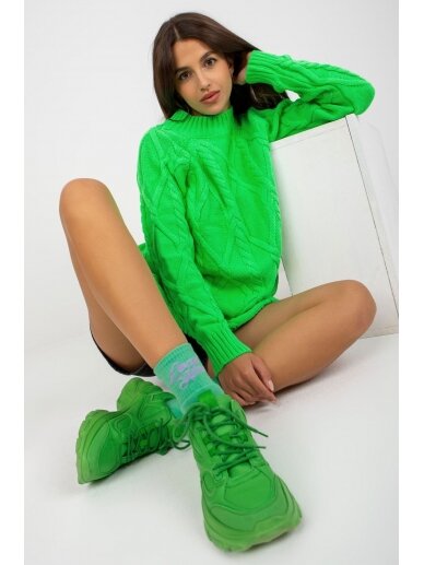 Neoninės žalios spalvos megztinis MOD2010 1