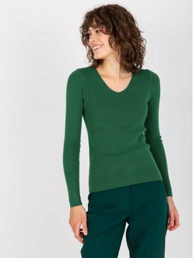 Tamsiai žalios spalvos megztinis MGZ0236 1
