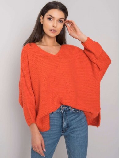 Oranžinės spalvos megztinis MOD1512 1
