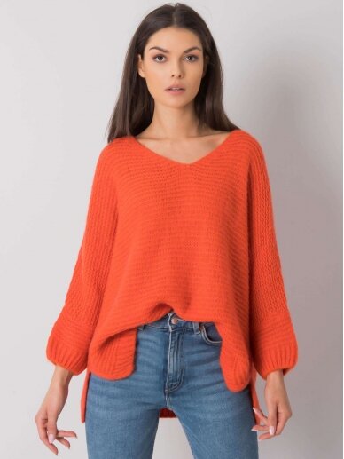 Oranžinės spalvos megztinis MOD1512 2