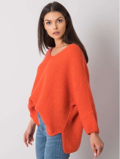 Oranžinės spalvos megztinis MOD1512 3