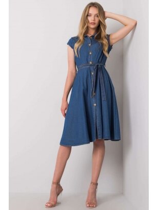 Tamsiai mėlyna džinsinė suknelė MOD1070