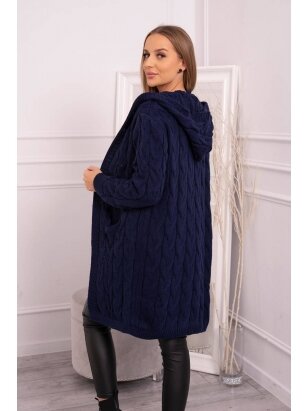 Tamsiai mėlynas megztinis kardiganas MOD444
