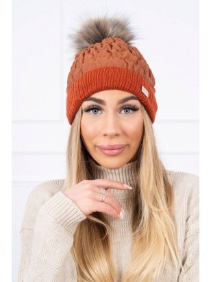 Tamsiai oranžinė žieminė kepurė K160