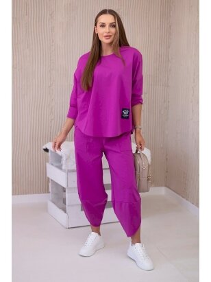 Tamsiai violetinės spalvos moteriškas kostiumėlis KST0016