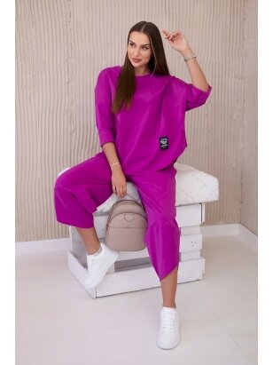 Tamsiai violetinės spalvos moteriškas kostiumėlis KST0016