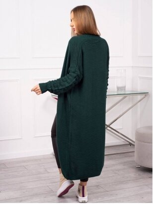 Tamsiai žalias ilgas megztinis kardiganas MOD729