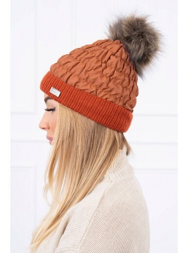 Tamsiai oranžinė žieminė kepurė K160 2