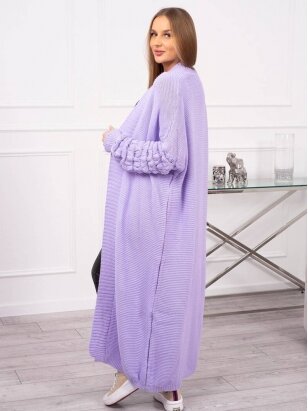 Violetinės spalvos ilgas megztinis kardiganas MOD729