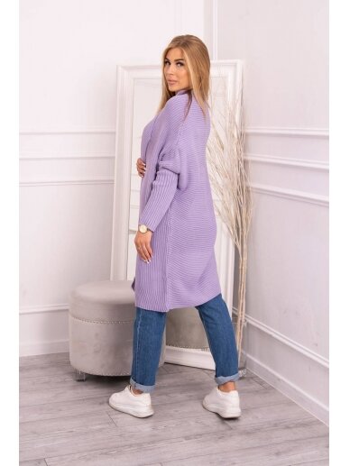 Violetinės spalvos ilgas megztinis kardiganas MOD319 3