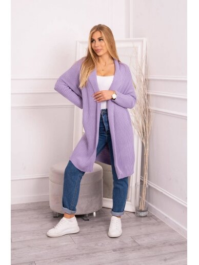 Violetinės spalvos ilgas megztinis kardiganas MOD319