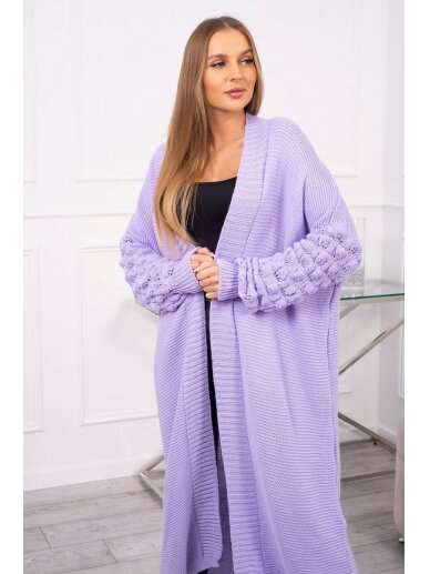 Violetinės spalvos ilgas megztinis kardiganas MOD729 3