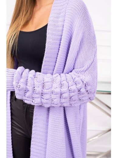 Violetinės spalvos ilgas megztinis kardiganas MOD729 2